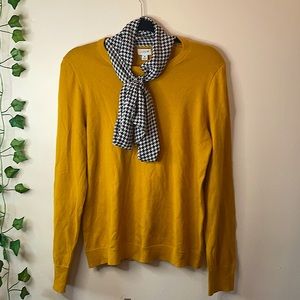 J. Crew Front Neck Tie Mustard Yellow Sweater